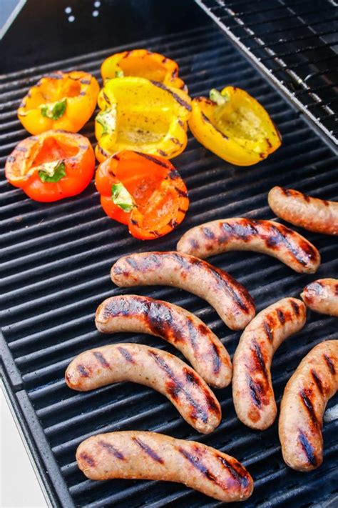 grilling italian sausage on gas grill.